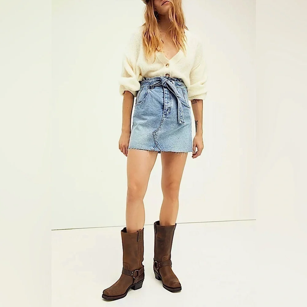 Free People, East Of Eden Mini Skirt, Mid Indigo, Size 2, NWT